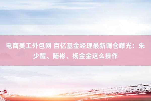 电商美工外包网 百亿基金经理最新调仓曝光：朱少醒、陆彬、杨金金这么操作